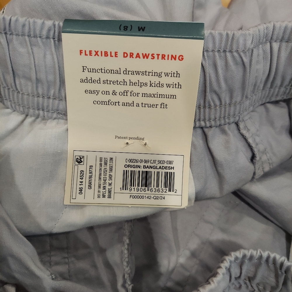 📢 NWT Cat & Jack Light Gray Drawstring Boy Shorts (Size: M/8) - Picture 4 of 5